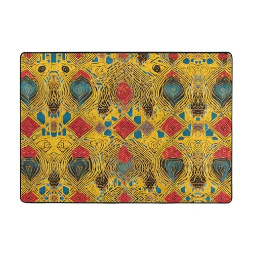 Teppich mit afrikanischem Webdruck, 203,2 x 147,3 cm, weich, rutschfest und langlebig, Bodenmatte für Wohnzimmer, Büro und mehr Teppich mit afrikanischem Webdruck, 203,2 x 147,3 cm, weich, rutschfest und langlebig, Bodenmatte für Wohnzimmer, Büro und mehr von ZWLPNZZD