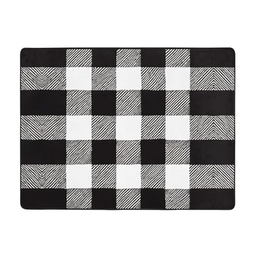 Teppich mit schwarz-weißem Karomuster, 160 x 121,9 cm, weich, rutschfest und langlebig, Bodenmatte für Wohnzimmer, Büro und mehr Teppich mit schwarz-weißem Karomuster, 160 x 121,9 cm, weich, rutschfest und langlebig, Bodenmatte für Wohnzimmer, Büro und mehr von ZWLPNZZD
