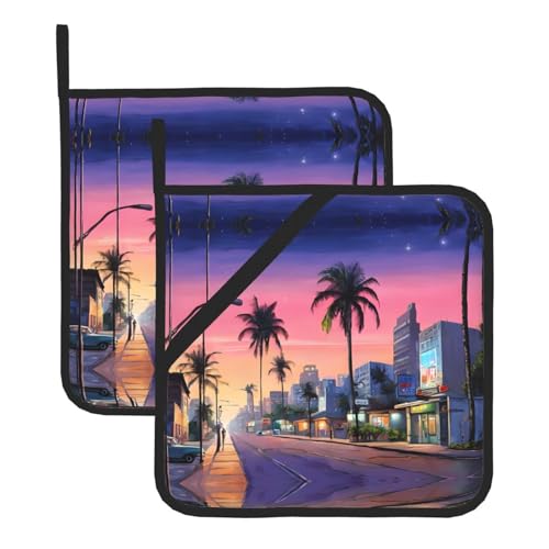 The Old Hollywood Print Topflappen-Set, hitzebeständige und wasserdichte Küchenhandschuhe mit Aufbewahrungsseil für Mikrowelle, Herd und Grillen im Freien von ZWLPNZZD