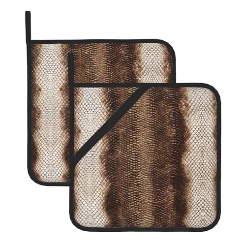 Topflappen-Sets mit Schlangenhaut-Druck, hitzebeständig und wasserdicht, Küchenhandschuhe mit Aufbewahrungsseil für Mikrowelle, Herd und Grillen im Freien von ZWLPNZZD