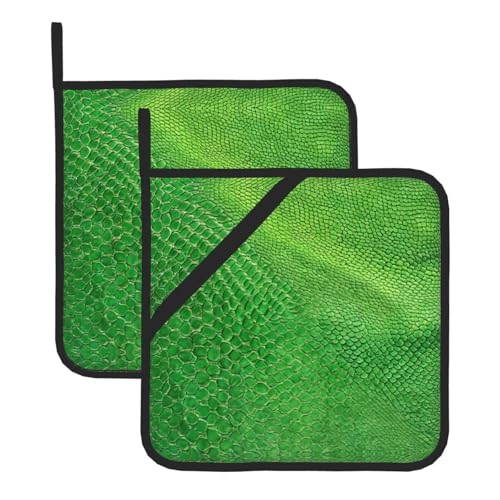 Topflappen-Sets mit Schlangenleder-Druck, hitzebeständig und wasserdicht, Küchenhandschuhe mit Aufbewahrungsseil für Mikrowelle, Herd und Grillen im Freien von ZWLPNZZD