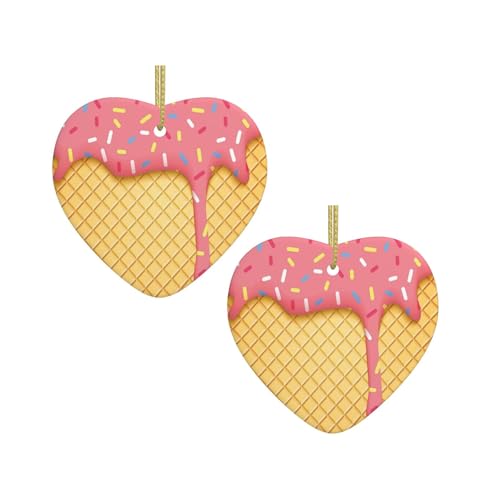 Weihnachtliche Keramik-Dekoration in Herzform mit Eis- und Waffelmuster für Weihnachtsbaum, Kamin, Treppe, Wohnzimmer, Schneemann-Dekoration. von ZWLPNZZD