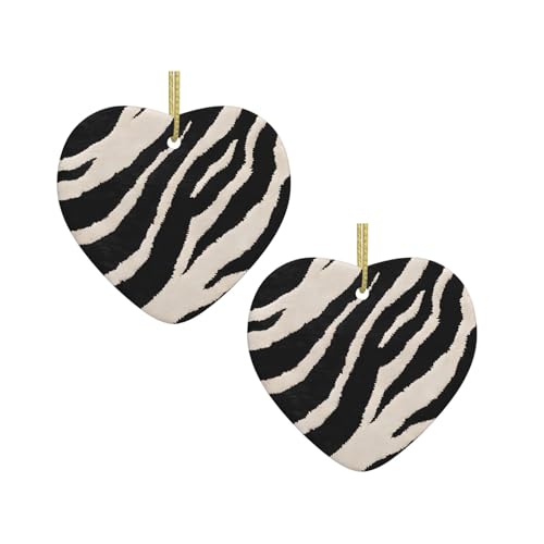 Weihnachtliche Keramik-Dekoration in Herzform mit Zebra-Tierdruck, für Weihnachtsbaum, Kamin, Treppe, Wohnzimmer, Schneemann-Dekoration. von ZWLPNZZD