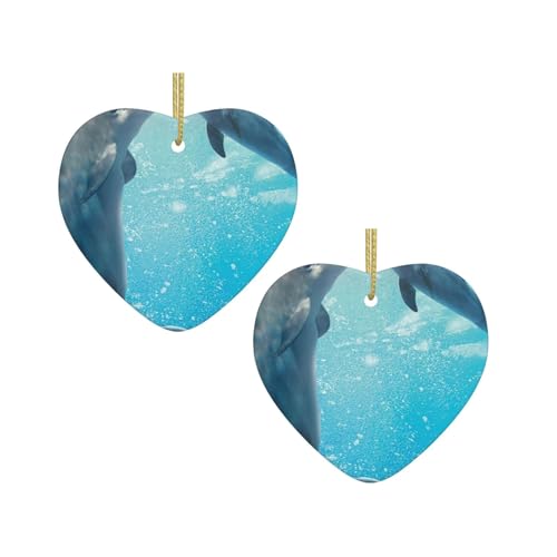 Winter-Delfin-Druck, Keramik, hängende Herzform, Ornamente für Weihnachtsbaum, Kamin, Treppe, Wohnzimmer, Schneemann-Dekoration. Winter-Delfin-Druck, Keramik, hängende Herzform, Ornamente für Weihnachtsbaum, Kamin, Treppe, Wohnzimmer, Schneemann-Dekoration. von ZWLPNZZD