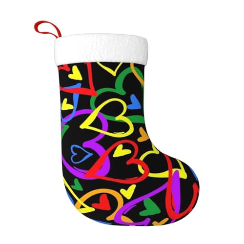 ZWLPNZZD Gay Pride Weihnachtsstrumpf mit Regenbogen-Druck, 45,7 cm, weiche Plüschmanschetten, Strümpfe für Urlaub, Party, Weihnachten, Neujahr, Halloween-Dekoration von ZWLPNZZD