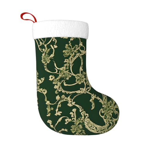 ZWLPNZZD Hunter Weihnachtsstrumpf mit Blumenmuster, 45,7 cm, weiche Plüschbündchen, Strümpfe für Urlaub, Party, Weihnachten, Neujahr, Halloween-Dekoration von ZWLPNZZD