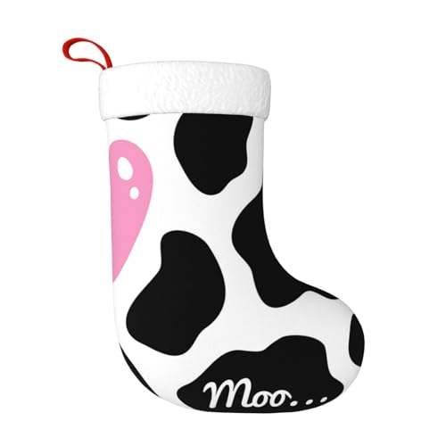 ZWLPNZZD Schwarz-weißer Weihnachtsstrumpf mit Milchkuh-Druck, 45,7 cm, weiche Plüsch-Bündchen, Strümpfe für Urlaub, Party, Weihnachten, Neujahr, Halloween-Dekoration von ZWLPNZZD