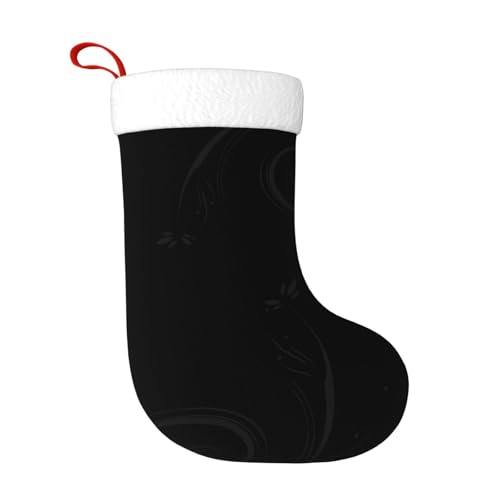 ZWLPNZZD Schwarzer Weihnachtsstrumpf mit Musiknoten-Druck, 45,7 cm, weiche Plüsch-Manschetten, Strümpfe für Urlaub, Party, Weihnachten, Neujahr, Halloween-Dekoration von ZWLPNZZD