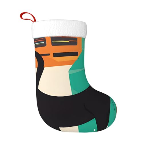 ZWLPNZZD Weihnachtsstrumpf aus der Mitte des Jahrhunderts, moderner Kunstdruck, 45,7 cm, weiche Plüschbündchen, Strümpfe für Urlaub, Party, Weihnachten, Neujahr, Halloween-Dekoration von ZWLPNZZD