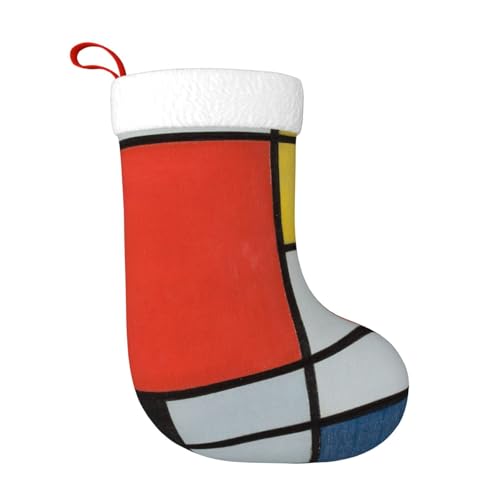 ZWLPNZZD Weihnachtsstrumpf in Rot, Gelb, Blau und Schwarz, 45,7 cm, weiche Plüschbündchen, Strümpfe für Urlaub, Party, Weihnachten, Neujahr, Halloween-Dekoration von ZWLPNZZD