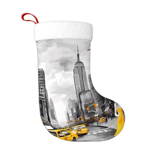 ZWLPNZZD Weihnachtsstrumpf mit Aufdruck "Love from New York", 45,7 cm, weiche Plüschbündchen, Strümpfe für Urlaub, Party, Weihnachten, Neujahr, Halloween-Dekoration von ZWLPNZZD