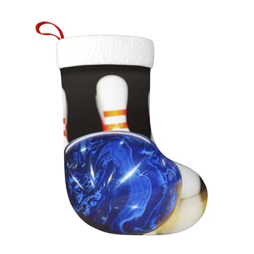 ZWLPNZZD Weihnachtsstrumpf mit Bowling-Druck, 45,7 cm, weiche Plüsch-Manschetten, Strümpfe für Urlaub, Party, Weihnachten, Neujahr, Halloween-Dekoration von ZWLPNZZD