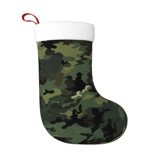 ZWLPNZZD Weihnachtsstrumpf mit Camouflage-Muster, 45,7 cm, weiche Plüschbündchen, Strümpfe für Urlaub, Party, Weihnachten, Neujahr, Halloween-Dekoration von ZWLPNZZD