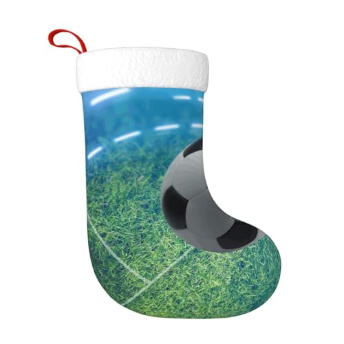 ZWLPNZZD Weihnachtsstrumpf mit Fußball-Druck, 45,7 cm, weiche Plüsch-Bündchen, Strümpfe für Urlaub, Party, Weihnachten, Neujahr, Halloween-Dekoration von ZWLPNZZD