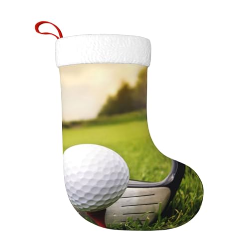 ZWLPNZZD Weihnachtsstrumpf mit Golfball-Druck, 45,7 cm, weiche Plüsch-Manschetten, Strümpfe für Urlaub, Party, Weihnachten, Neujahr, Halloween-Dekoration von ZWLPNZZD