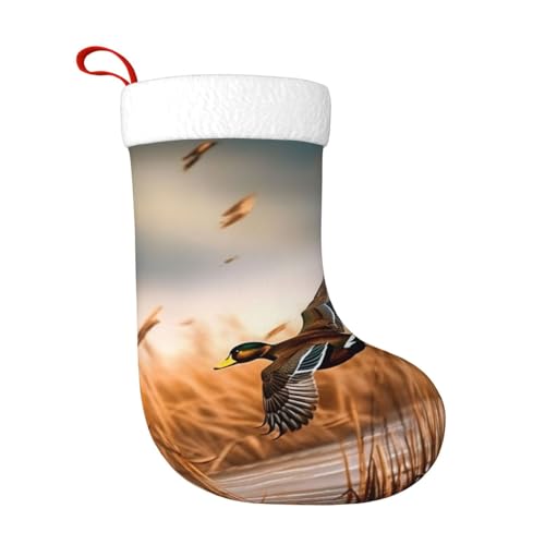 ZWLPNZZD Weihnachtsstrumpf mit Jagd-Motiv "fliegende Wildente", 45,7 cm, weiche Plüschmanschetten, Strümpfe für Urlaub, Party, Weihnachten, Neujahr, Halloween-Dekoration von ZWLPNZZD