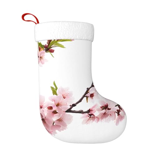 ZWLPNZZD Weihnachtsstrumpf mit Kirschblüten-Baum-Druck, 45,7 cm, weiche Plüsch-Manschetten, Strümpfe für Urlaub, Party, Weihnachten, Neujahr, Halloween-Dekoration von ZWLPNZZD