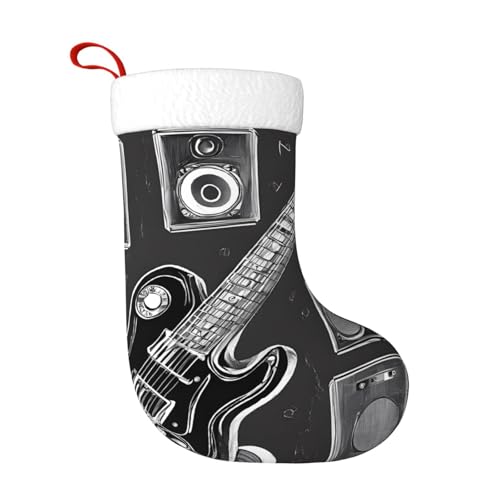ZWLPNZZD Weihnachtsstrumpf mit Liebesrock-Druck, 45,7 cm, weiche Plüsch-Manschetten, Strümpfe für Urlaub, Party, Weihnachten, Neujahr, Halloween-Dekoration von ZWLPNZZD