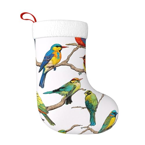 ZWLPNZZD Weihnachtsstrumpf mit Papageienvögeln und tropischem Baum, 45,7 cm, weiche Plüschbündchen, Strümpfe für Urlaub, Party, Weihnachten, Neujahr, Halloween-Dekoration von ZWLPNZZD