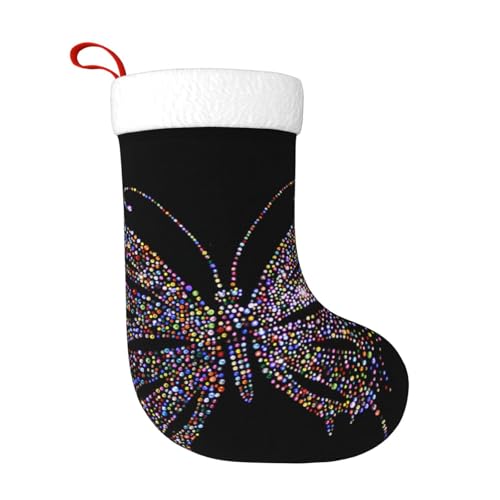 ZWLPNZZD Weihnachtsstrumpf mit Schmetterlingsdruck, 45,7 cm, weiche Plüschmanschetten, Strümpfe für Urlaub, Party, Weihnachten, Neujahr, Halloween-Dekoration von ZWLPNZZD