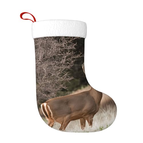 ZWLPNZZD Weihnachtsstrumpf mit Weißschwanz-Aufdruck, 45,7 cm, weiche Plüschmanschetten, Strümpfe für Urlaub, Party, Weihnachten, Neujahr, Halloween-Dekoration von ZWLPNZZD