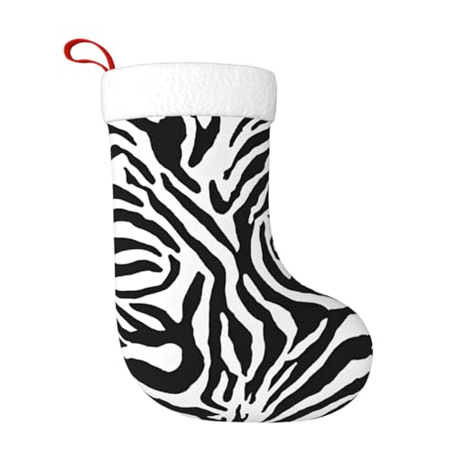 ZWLPNZZD Weihnachtsstrumpf mit Zebradruck, 45,7 cm, weiche Plüschmanschetten, Strümpfe für Urlaub, Party, Weihnachten, Neujahr, Halloween-Dekoration von ZWLPNZZD