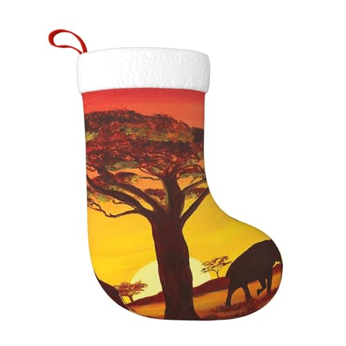 ZWLPNZZD Weihnachtsstrumpf mit afrikanischem Tier, 45,7 cm, weiche Plüschmanschetten, Strümpfe für Urlaub, Party, Weihnachten, Neujahr, Halloween-Dekoration von ZWLPNZZD
