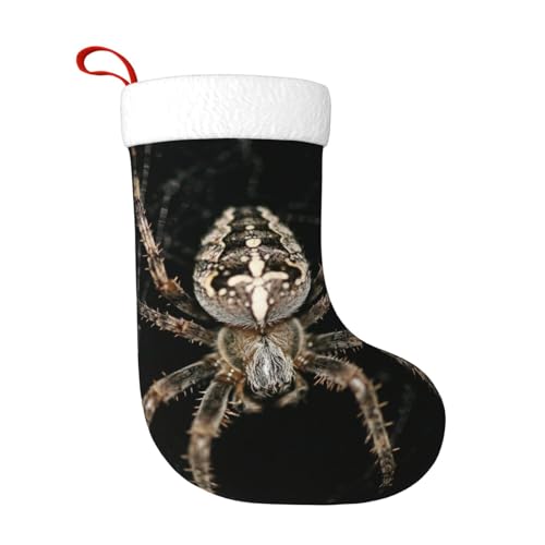 ZWLPNZZD Weihnachtsstrumpf mit gruseligem Spinnendruck, 45,7 cm, weiche Plüschmanschetten, Strümpfe für Urlaub, Party, Weihnachten, Neujahr, Halloween-Dekoration von ZWLPNZZD