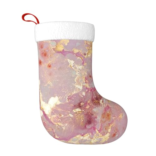 ZWLPNZZD Weihnachtsstrumpf mit rosa Marmor-Textur, 45,7 cm, weiche Plüsch-Bündchen, Strümpfe für Urlaub, Party, Weihnachten, Neujahr, Halloween-Dekoration von ZWLPNZZD