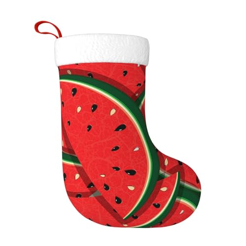 ZWLPNZZD Weihnachtsstrumpf mit rotem Wassermelonen-Druck, 45,7 cm, weiche Plüsch-Bündchen, Strümpfe für Urlaub, Party, Weihnachten, Neujahr, Halloween-Dekoration von ZWLPNZZD