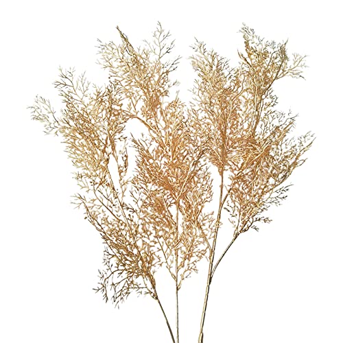 ZWMBYN Künstliche goldene Pflanze, künstliche Goldblätter, Stiel, 2 Stück, Randblätter, Zweige, Goldpflanze, Busch, Gras, Farnsträucher, Grünpflanzen für Hochzeit, Party, Blumenarrangements, von ZWMBYN