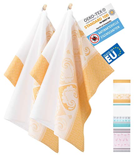 ZWOLTEX Antimikrobiale Jacquard Geschirrtücher aus Ägyptischer Baumwolle und Bambus I Made IN EU I Oeko-TEX 100 I Gewebte Küchentücher - 2X Geschirrhandtücher mit Motiv Orientalisch Senf-Gelb ZWOLTEX Antimikrobiale Jacquard Geschirrtücher aus Ägyptischer Baumwolle und Bambus I Made IN EU I Oeko-TEX 100 I Gewebte Küchentücher - 2X Geschirrhandtücher mit Motiv Orientalisch Senf-Gelb von ZWOLTEX