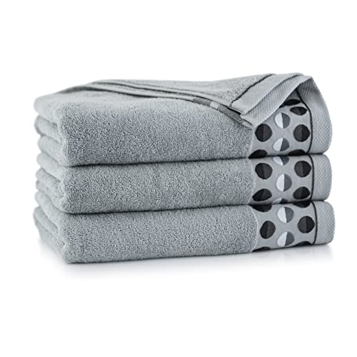 ZWOLTEX Design Handtuch Sets - Badetuch - Handtuch - Gästetuch | Borte mit Punkten I 100% Ägyptischer Baumwolle I Sammlung Zen 2 - Zen 2 Light graphite-K65-5902 2X(50x90) von ZWOLTEX