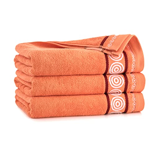 ZWOLTEX Handtuch Sets - Badetuch - Handtuch - Gästetuch | Design Velour Borte I 100% Ägyptischer Baumwolle I Sammlung Rondo 2 - Rondo 2 Papaya-5211 2X(50x90) von ZWOLTEX