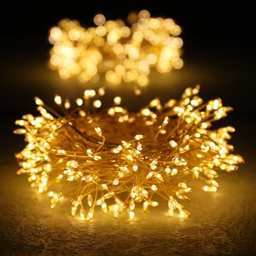 ZWOOS 5m 300 LED Warm White Fairy Lights,Weihnachtsbaum Lichterkette,Plug Power,Fernbedienung/Knopfsteuerung,Eurostecker,Geeignet für Weihnachten,Schlafzimmer von ZWOOS