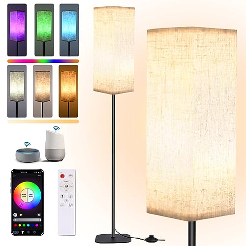 ZWOOS Smart Stehlampe Wohnzimmer, WiFi RGB Floor Lamp Dimmbar, 1600 Zehntausend Farben Standleuchte mit Fernbedienung, App Steuern Kompatibel mit Alexa und Google Home, 170cm von ZWOOS