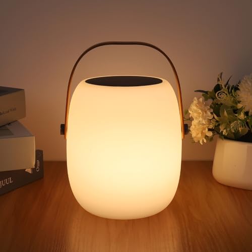 ZWOOS Tischlampe Kabellos, LED Akku Tischleuchte tragbare mit RGB Farbwechsel, Nachttischlampe Aufladbar mit Kerzenflackermodus, IP54 wasserdicht, mit Fernbedienung (Solarleuchte) von ZWOOS