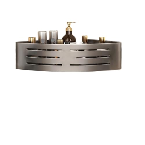 1–2 Stück Badezimmer-Eckregal mit Kunststoffhaken, Handtuchhalter, kein Bohren, Aluminium-Duschregal, Badezimmer-Organizer(Gray) von ZWOSYNGFV