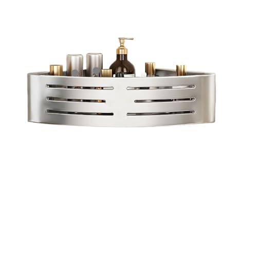 1–2 Stück Badezimmer-Eckregal mit Kunststoffhaken, Handtuchhalter, kein Bohren, Aluminium-Duschregal, Badezimmer-Organizer(Silver) von ZWOSYNGFV