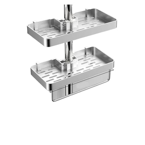 1 Set Aluminium Platzsparende Dusche Regal Einstellbare Drainage Rack Einfach zu Installieren Badezimmer Lagerung(2pcs silver set) von ZWOSYNGFV