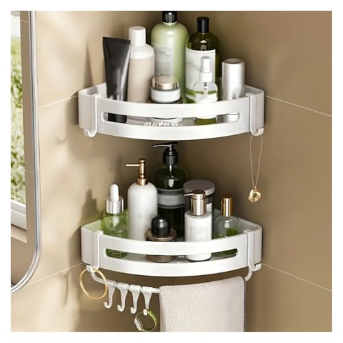 1 Stück weißes Lagerregal zur Aufbewahrung im Badezimmer, Badezimmer-Trennwand, dreieckiges quadratisches Badezimmerzubehör(3White Trianglerod) von ZWOSYNGFV