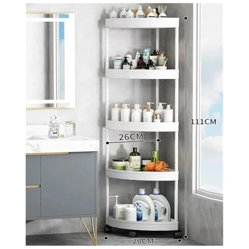 Badezimmer-Aufbewahrungswagen mit Rädern, Aufbewahrungsregal for Küche und Wohnzimmer, hohe Tragfähigkeit, Wohnaccessoires(Light Grey) von ZWOSYNGFV