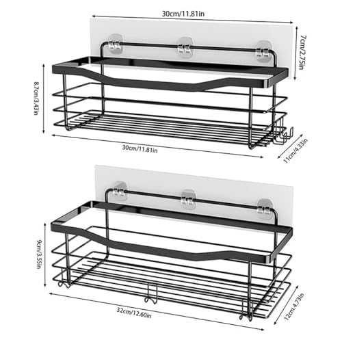 Badezimmer-Dusch-Organizer, Duschregal, selbstklebende Edelstahl-Regale, Badezimmer-Aufbewahrung, kein Bohren, an der Wand montiertes Duschregal(Black) von ZWOSYNGFV