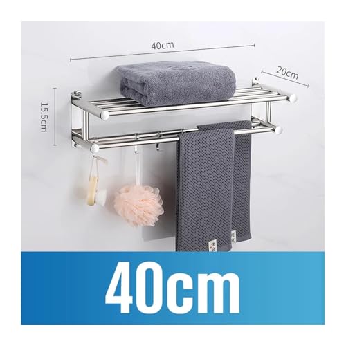Badezimmer Edelstahl Poliert Handtuch Regal Toilettenpapierhalter Seifenhalter Handtuchhalter Zahnbürste Robe Haken Bad Zubehör(40cm) von ZWOSYNGFV