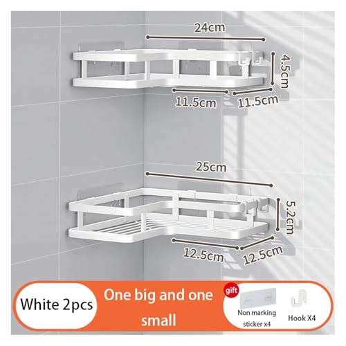 Badezimmerregale Wandregal Eckregale Kein Stanzen erforderlich Abflusskorb Badezimmerzubehör Organizer multifunktional(White-2pcs) von ZWOSYNGFV