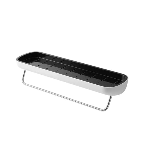 ECOCO Badezimmerregale, Organizer, Lagerregal, Wandhalterung, Handtuchregal, Shampoo-Regal mit Handtuchhalter, Küchenzubehör(Black withTowel Bar) von ZWOSYNGFV