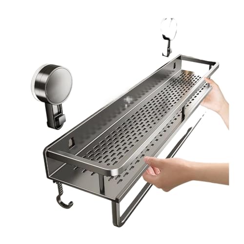 Space Aluminium Saugnapf Badezimmer Rack No-stanzen Wandhalterung Dusche Lagerregal Große Kapazität Starke Tragfähigkeit(Grey-30) von ZWOSYNGFV