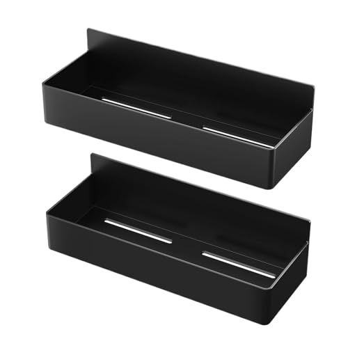 Starke magnetische Regale, 2-lagig, schwarz-weiß, Lagerregal, Küchen-Gewürz-Organizer aus Kunststoff for Kühlschrank und Mikrowelle(2PCS Black) von ZWOSYNGFV