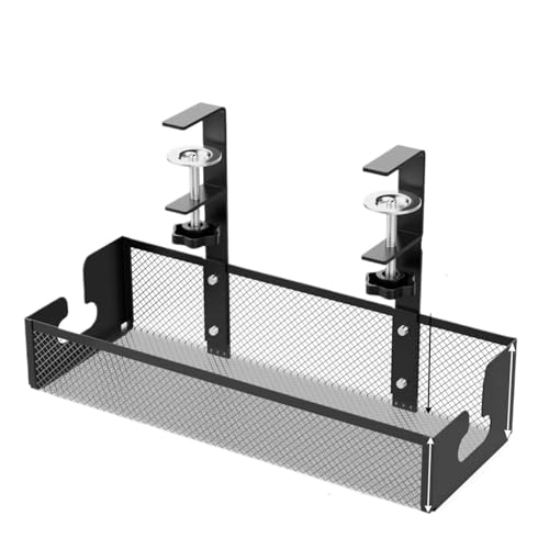 Unter Schreibtisch Büro Tisch Organizer Rack Keine Bohrer Stahl Tablett Clamp Montieren Unter Tisch Kabel Draht(Black) von ZWOSYNGFV