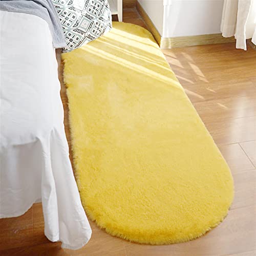 Teppich Wohnzimmer Kunstfell Plüsch Hochflor Shaggy Weich Waschbar, Superweiche Kaninchen-Kunstpelzteppiche,Gelb,60x120 cm von ZWPILY